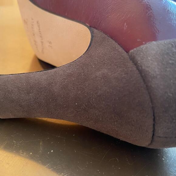 Anyi Lu | Made in Italy Leather Suede Taupe Burgundy Pumps Pristine Orig. $400+ - Picture 11 of 15
